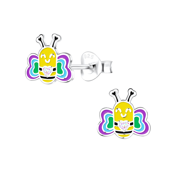 Silver Bee Stud Earrings - 17168