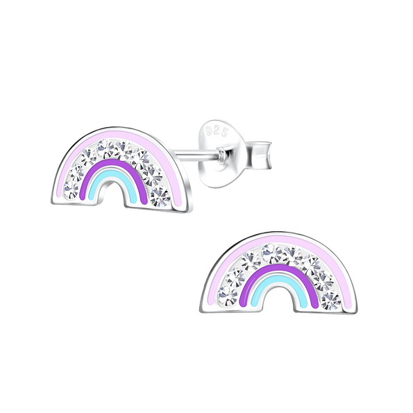 Silver Rainbow Stud Earrings - 17166