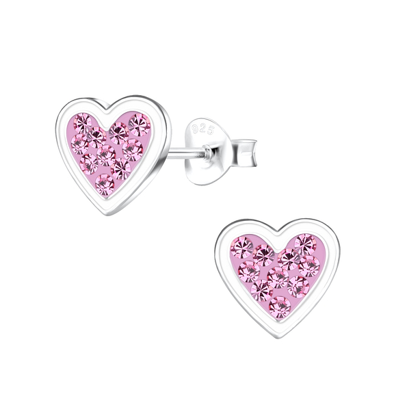 Silver Heart Stud Earrings - 17162