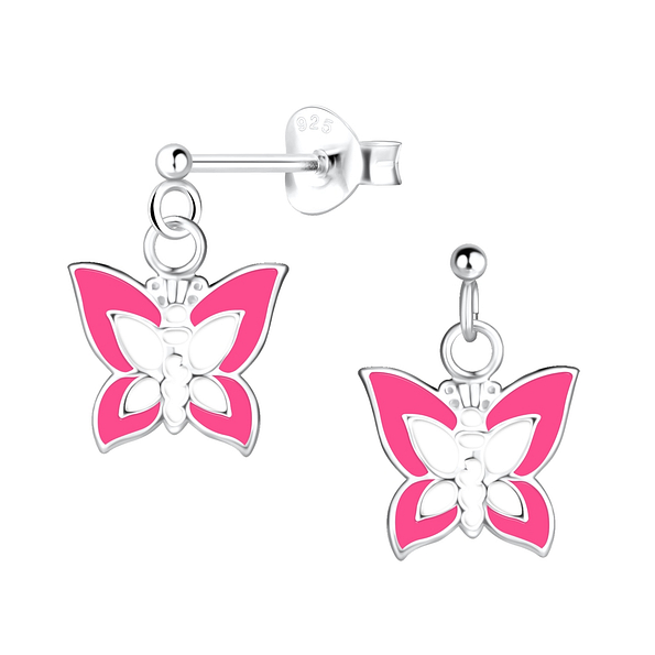 1.5mm Silver Ball Butterfly Stud Earrings - 17073