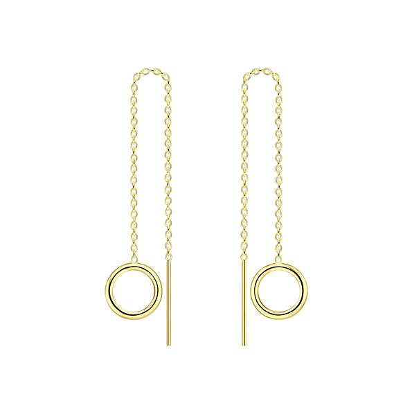 Silver Thread Through Circle Earrings - 17155