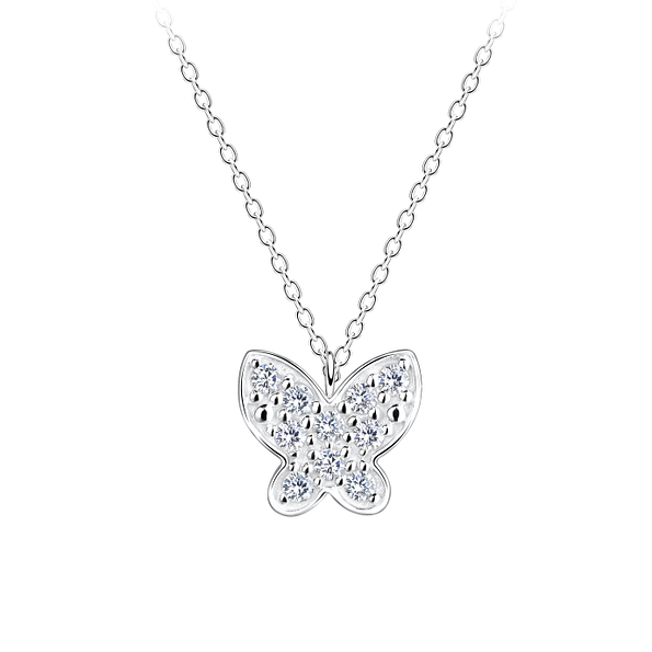 Silver Butterfly Necklace - 17286