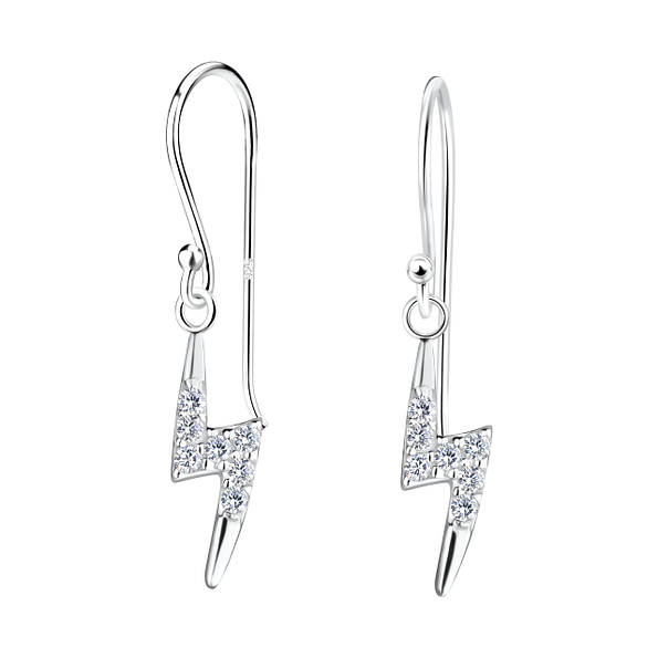 Silver Thunder Bolt Earrings - 17276
