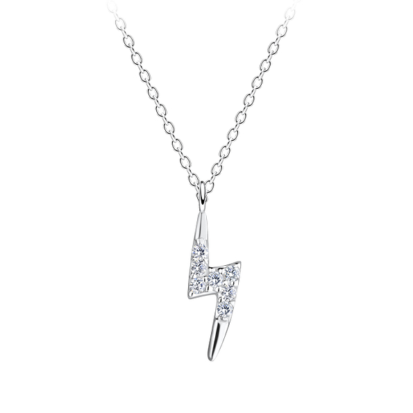 Silver Thunder Bolt Necklace - 17288