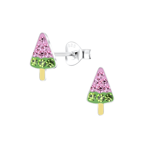 Silver Ice Cream Stud Earrings - 17184 Silver Ice Cream Stud Earrings - 17184