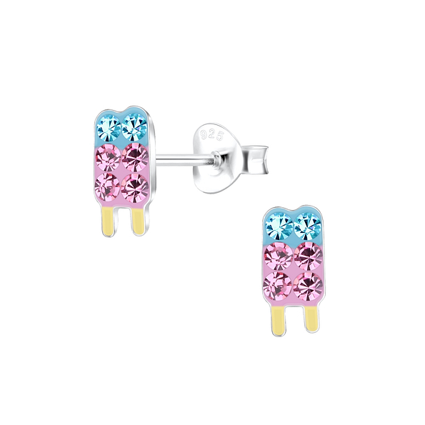 Silver Ice Cream Stud Earrings - 17195