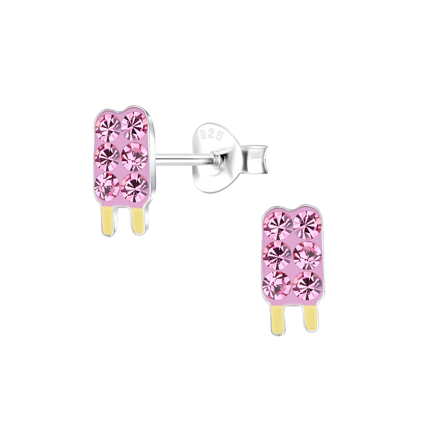 Silver Ice Cream Stud Earrings - 17196 Silver Ice Cream Stud Earrings - 17196