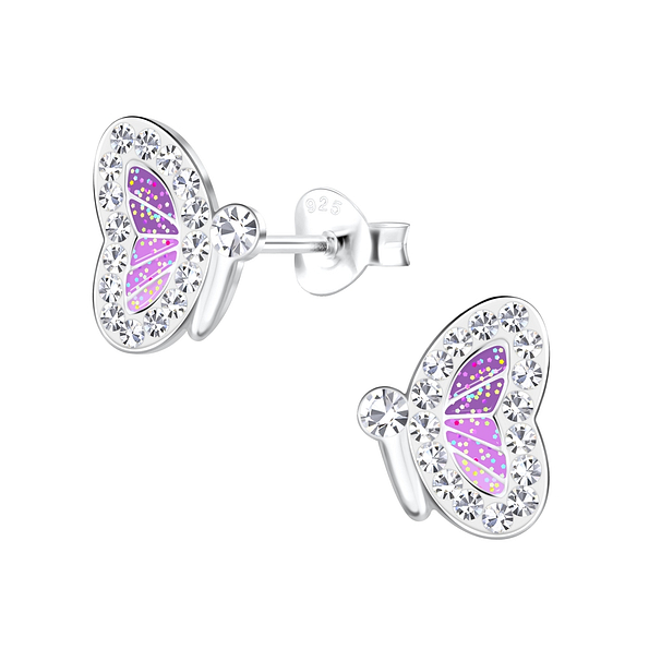 Silver Butterfly Stud Earrings - 17214