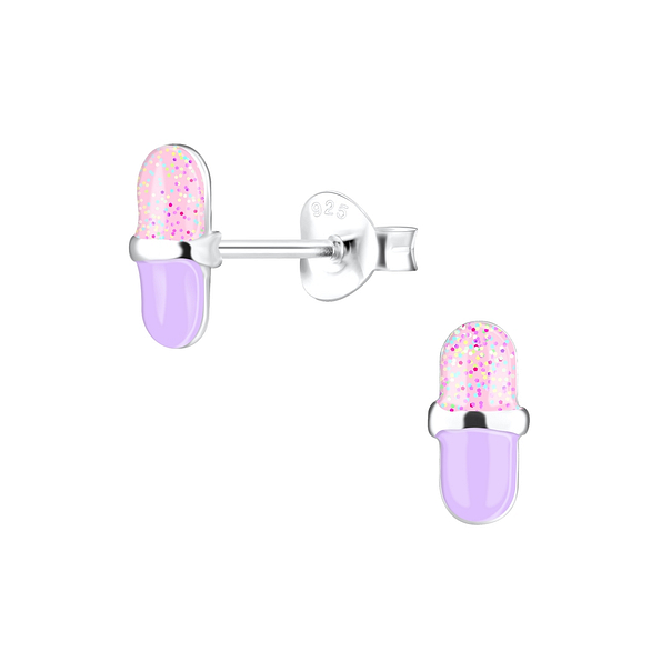 Silver Microphone Stud Earrings - 17135
