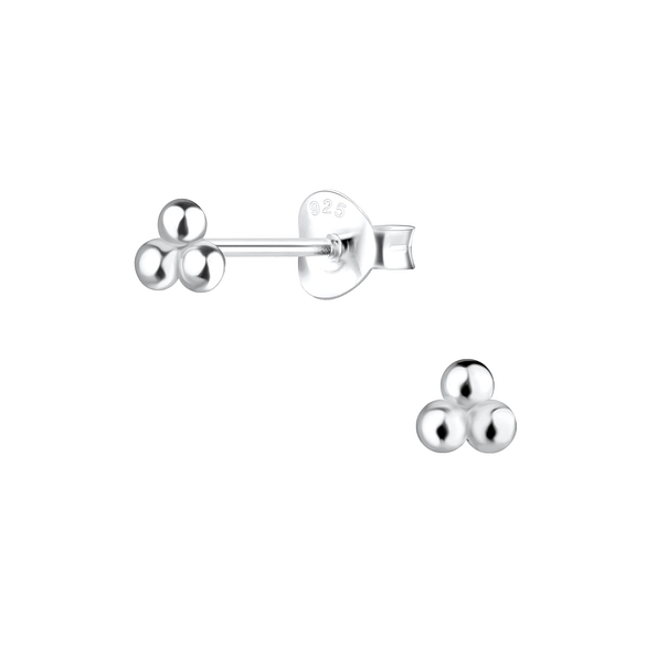 Silver Ball Stud Earrings - 17312