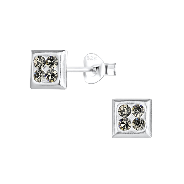 Silver Square Stud Earrings - 17246