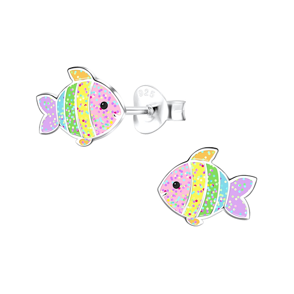 Silver Fish Stud Earrings - 17303