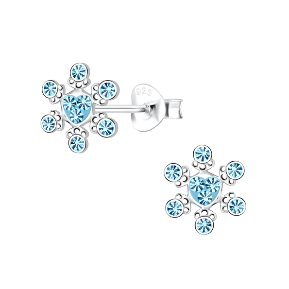 Silver Snowflake Stud Earrings - 17313