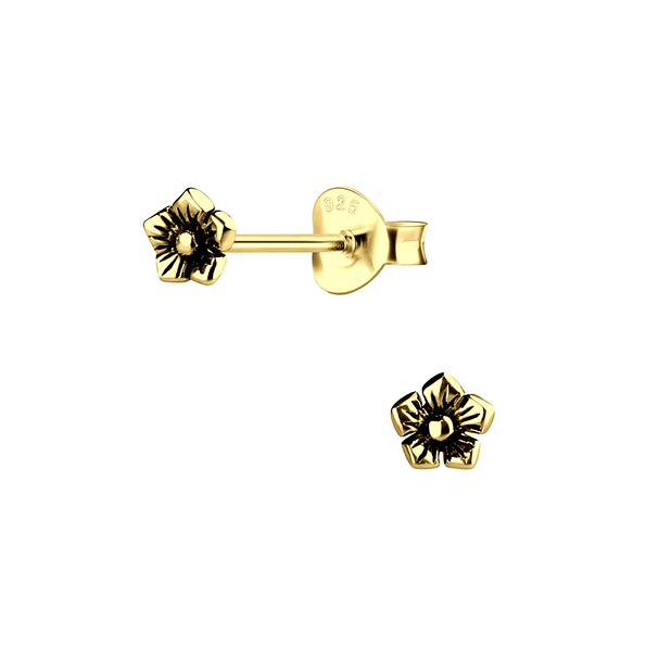 Silver Flower Stud Earrings - 17316