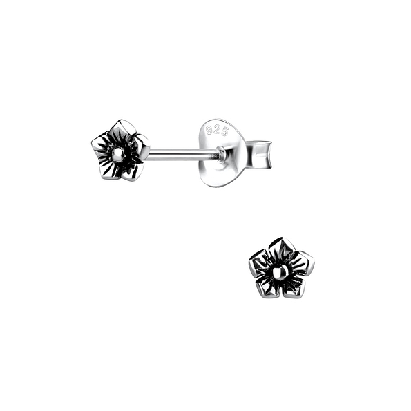Silver Flower Stud Earrings - 16466