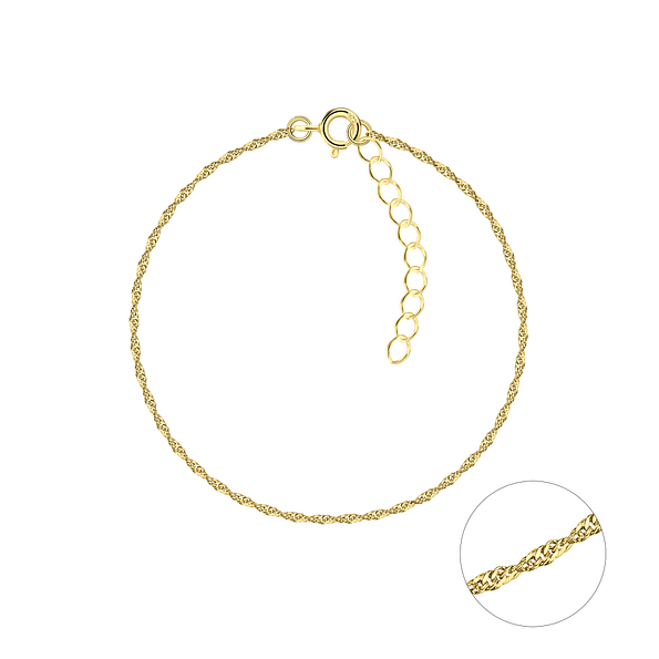 18cm Silver Singapore Chain Bracelet - 17186