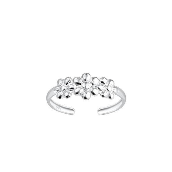 Silver Flower Toe Ring - 17252