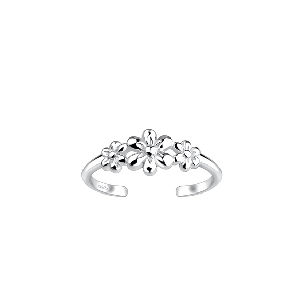 Silver Flower Toe Ring - 17251