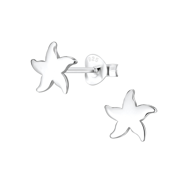 Silver Starfish Stud Earrings - 17481