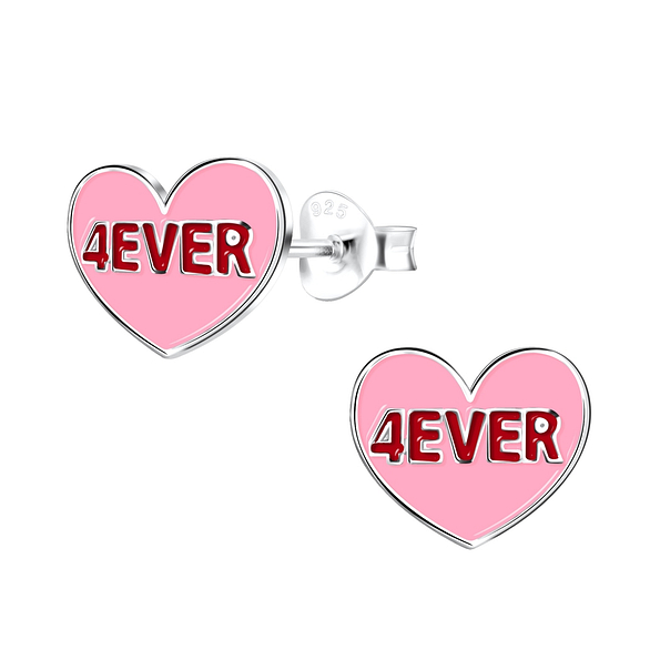 Silver Heart Stud Earrings - 16034
