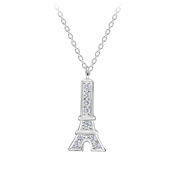 Silver Eiffel Tower Necklace - 17447