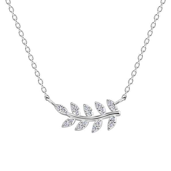 Silver Olive Leaf Necklace - 17273