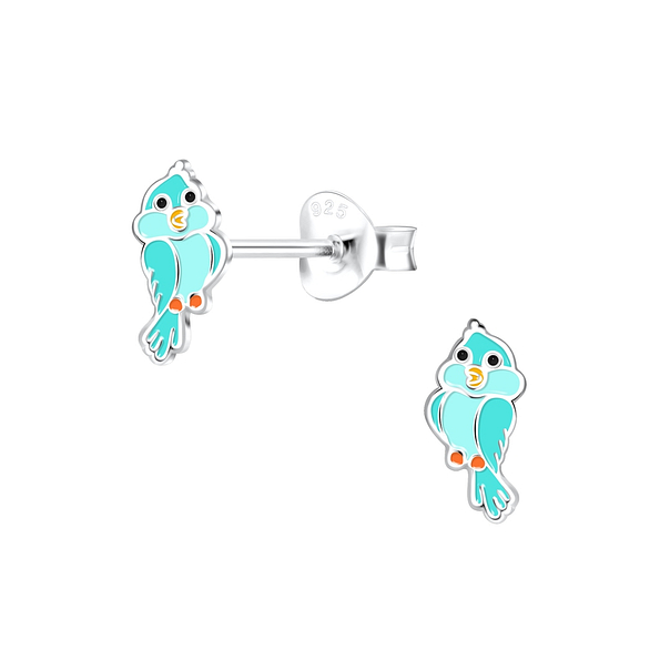 Silver Parrot Stud Earrings - 17468