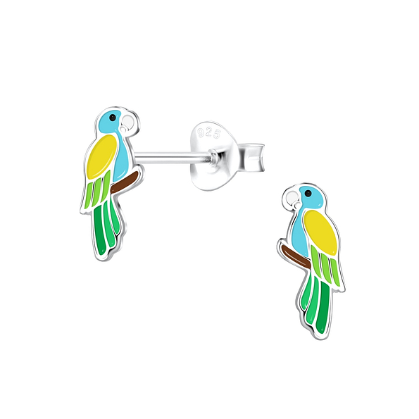 Silver Parrot Stud Earrings - 17472
