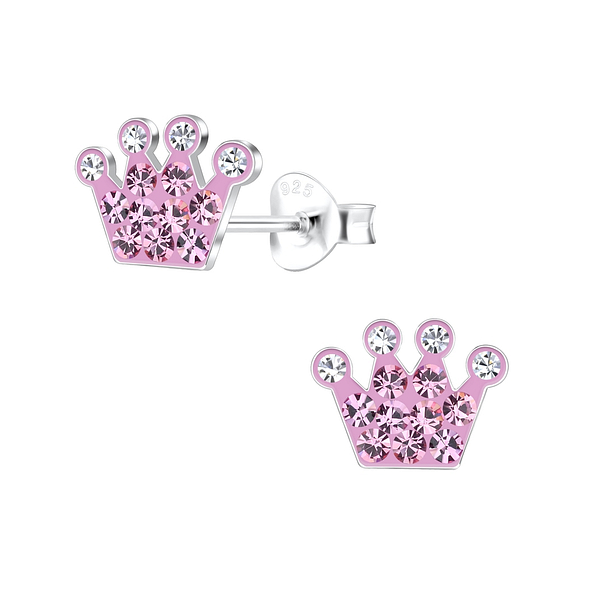 Silver Crown Stud Earrings - 17505