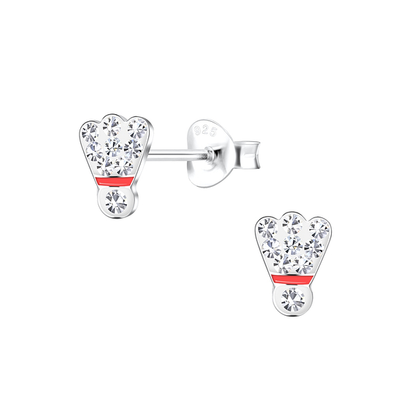 Silver Shuttlecock Stud Earrings - 17550
