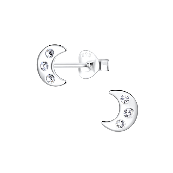 Silver Moon Stud Earrings - 17423