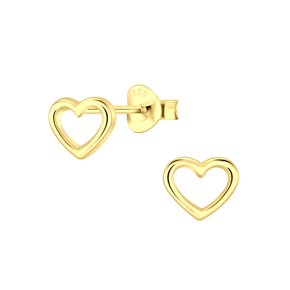 Silver Heart Stud Earrings - 17454