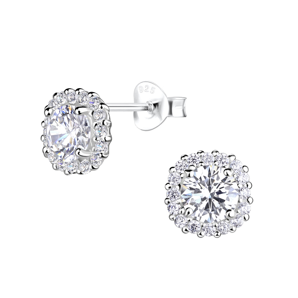Silver Round Stud Earrings  - 17665