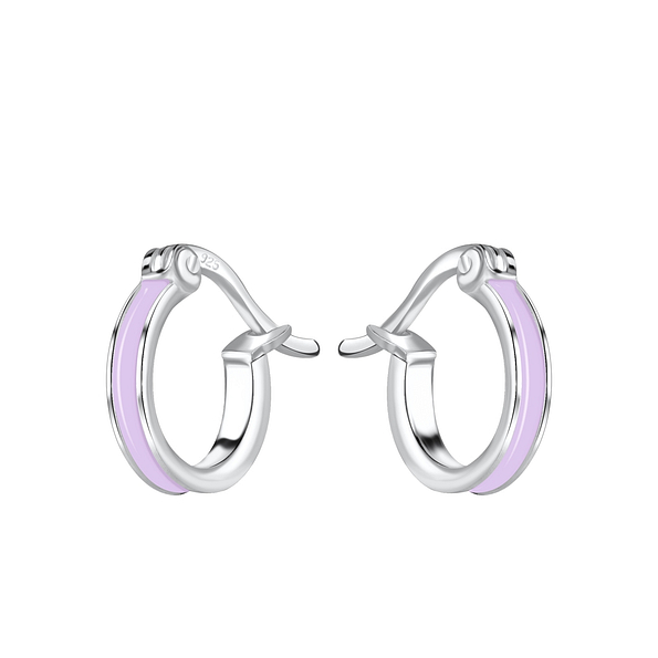 10mm Silver French Lock Hoop Earrings - 17555