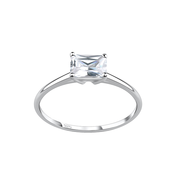 4X6mm Baguette Cubic Zirconia Silver Ring - 17369 4X6mm Baguette Cubic Zirconia Silver Ring - 17369