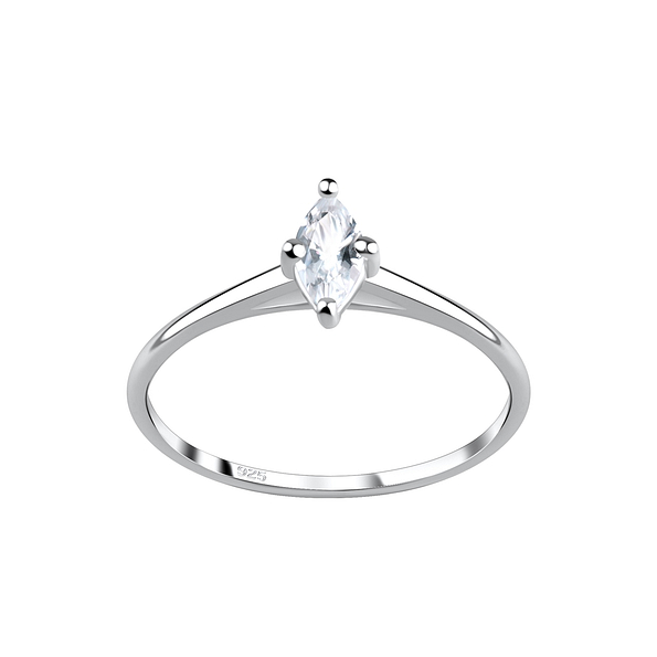 3X6mm Marquise Cubic Zirconia Silver Ring - 17374 3X6mm Marquise Cubic Zirconia Silver Ring - 17374