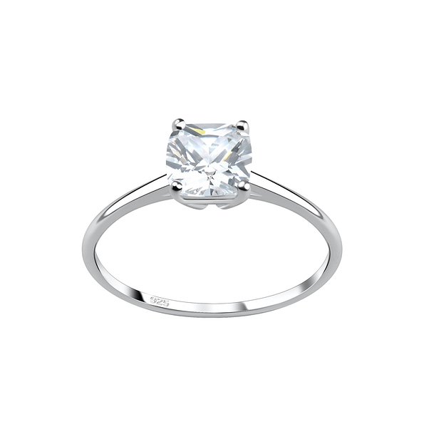 6mm Cushion Cubic Zirconia Silver Ring - 17375