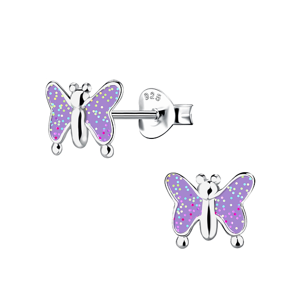 Silver Butterfly Stud Earrings - 17932