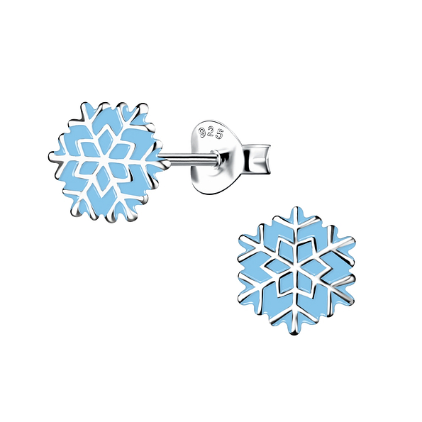 Silver Snowflake Stud Earrings - 17833