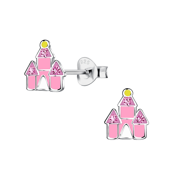 Silver Castle Stud Earrings - 17865