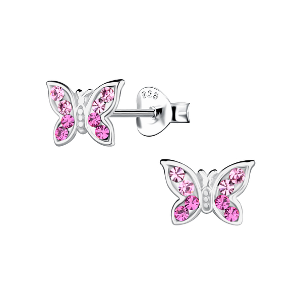 Silver Butterfly Stud Earrings - 17888