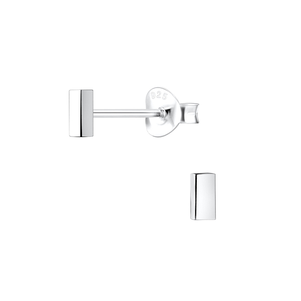 Silver Bar Stud Earrings - 17866