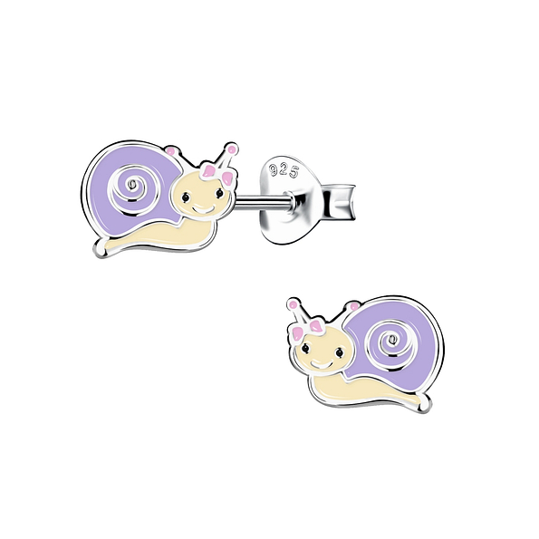 Silver Snail Stud Earrings - 17882