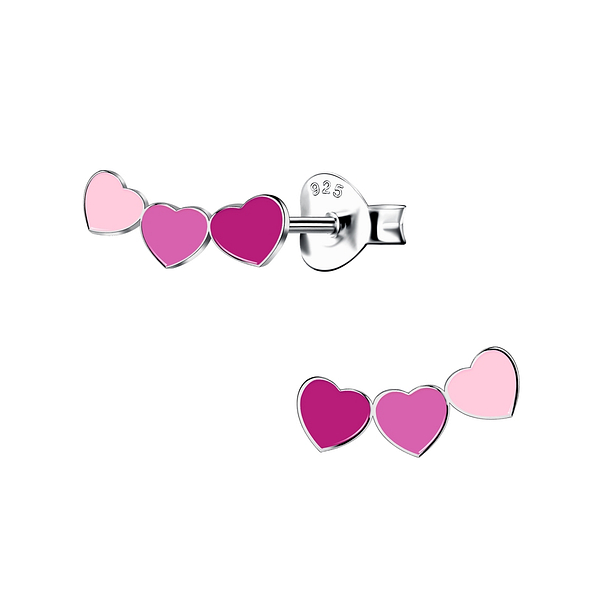 Silver Heart Stud Earrings - 17808
