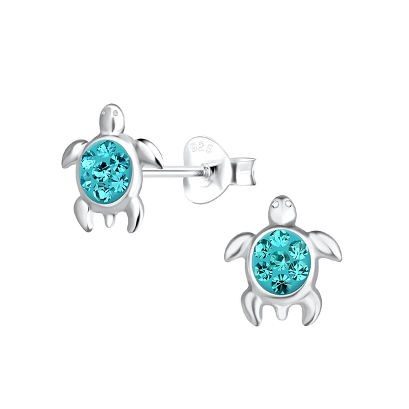 Silver Turtle Stud Earrings - 17609