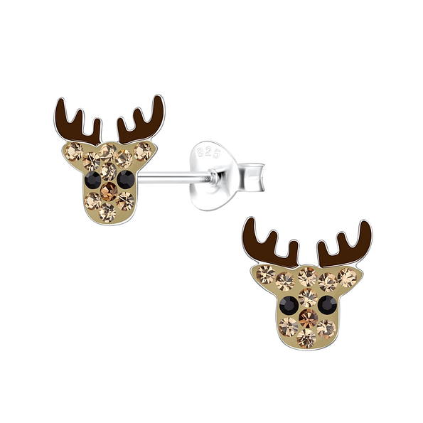 Silver Reindeer Stud Earrings - 18020