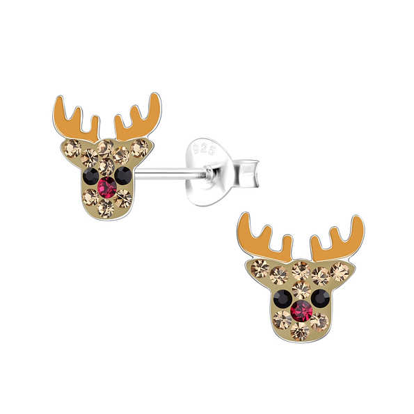 Silver Reindeer Stud Earrings - 17949