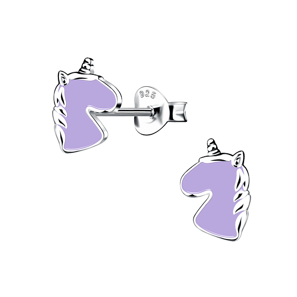 Silver Unicorn Stud Earrings - 17876