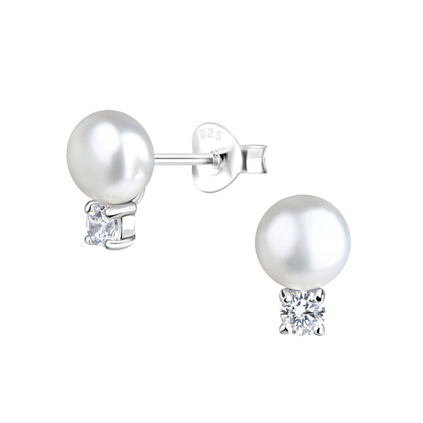 Silver Double Round Stud Earrings - 17848