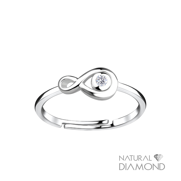 Silver Infinity Adjustable Ring With Natural Diamond - 17061